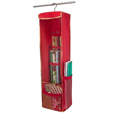 Holiday Hanging Gift Wrap & Accessory Organizer with Side Pockets - Simplify