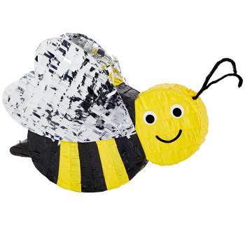 Blue Panda Bumble Bee Pinata for Baby Shower, Birthday Decorations, Gender Reveal Party Supplies (Small, 15.5 x 13 x 3 in)
