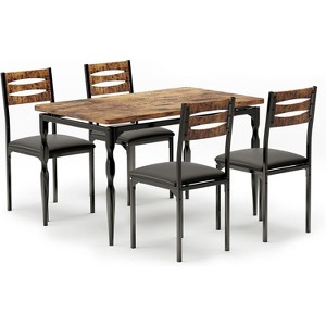 5-Piece Industrial Dining Table Set – Rectangular Kitchen Table with 4 Chairs for Small Spaces, Dining Room, or Apartment - 1 of 4