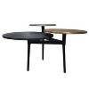 The Urban Port 37" 3 Tier Coffee Table Handcrafted In Black Antiqued Brass and Silver Finish Black/Brass - 2 of 4
