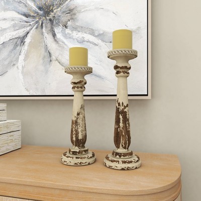 Winter Elegance Wood Candle Lantern Set, Rustic Brown, 17"