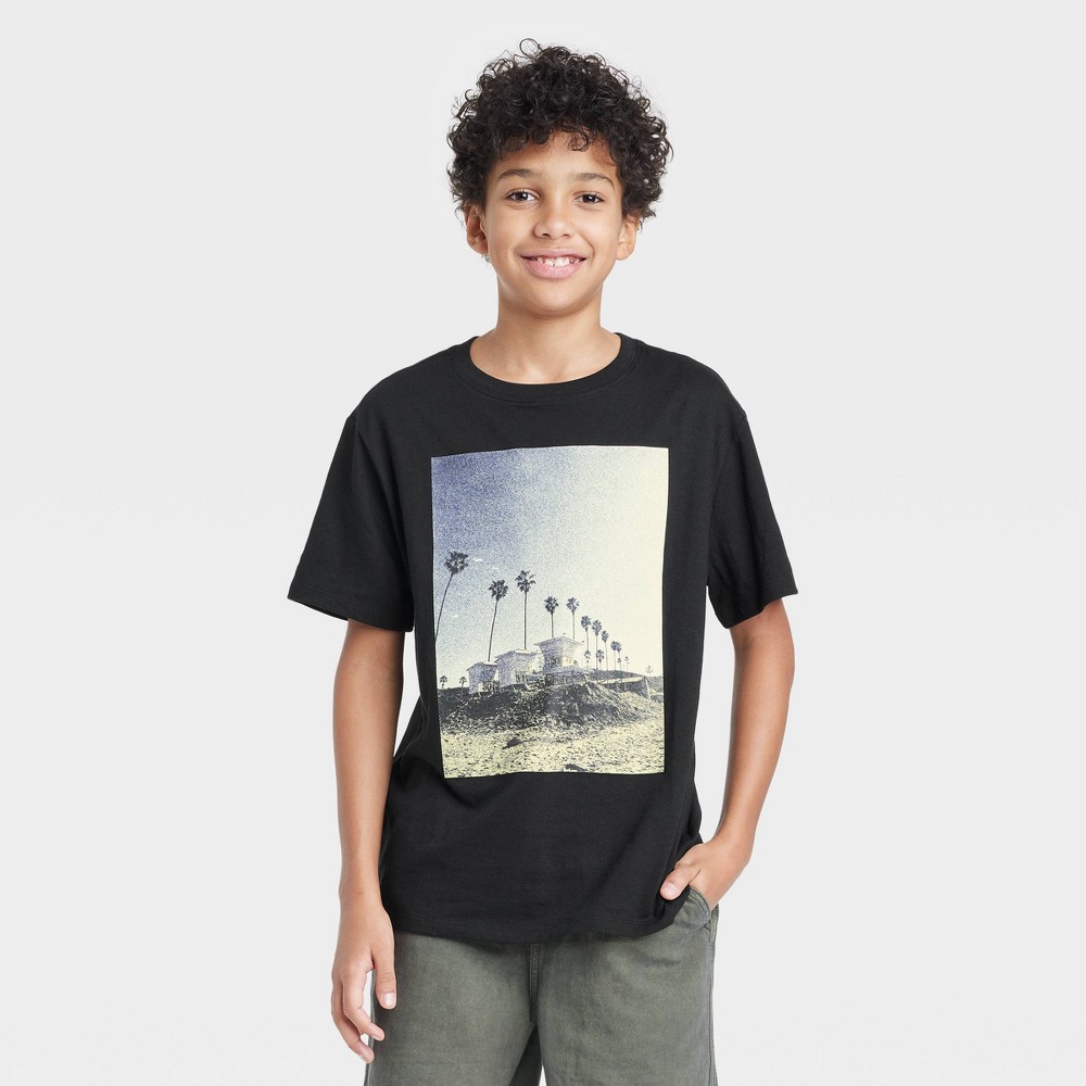 Boys' Beach Short Sleeve Graphic T-Shirt - art class™ Black XXL