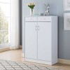 GlasFlength Shoe Racks Modern Ventilated Storage Cabinet with Simple Slatted Two Doors for Entryway Organization, White, 33"*13"*47.5" - 4 of 4