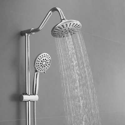 Chrome 5-Spray Wall Mount Shower Head with Handheld