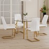5-Piece Dining Set with Tempered Glass Round Table and 4 PU Armless Chairs - 3 of 4