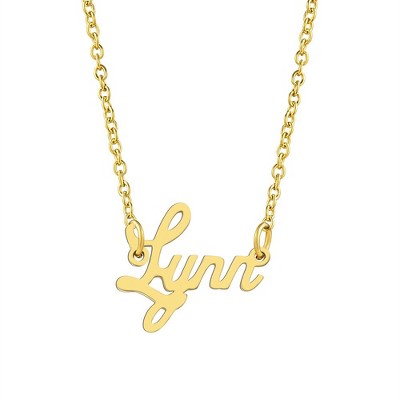 Kisper 18k Gold Plated Stainless Steel Personalized Name Pendant ...