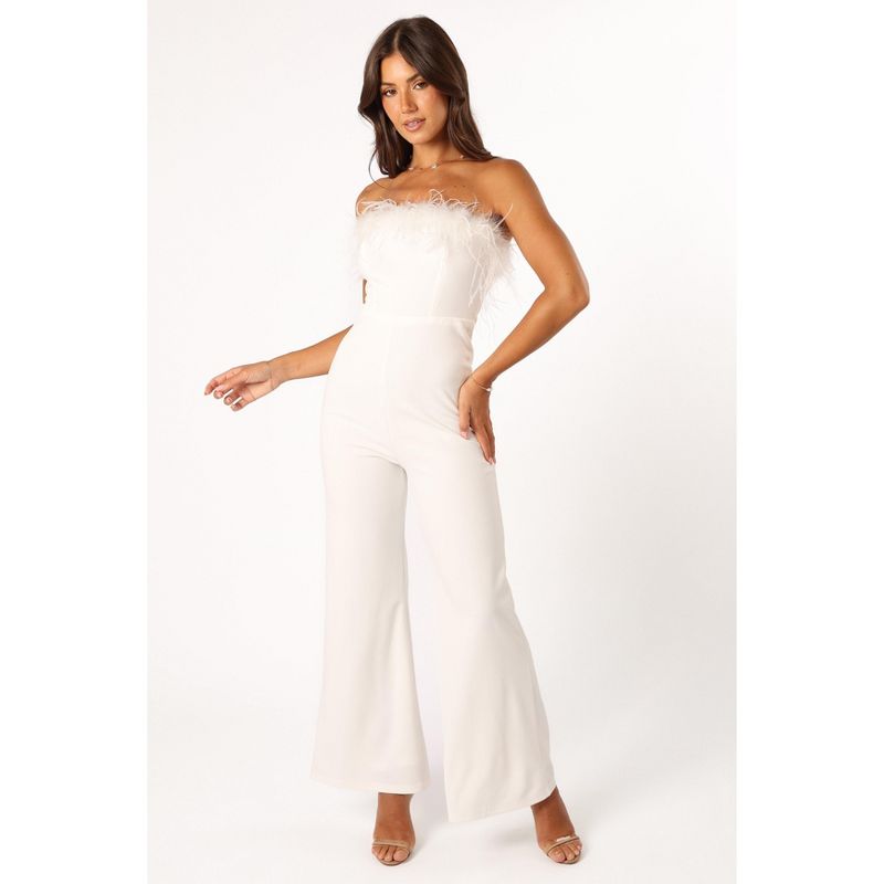 Petal and Pup Womens Louise Feather Trim Jumpsuit, 1 of 6