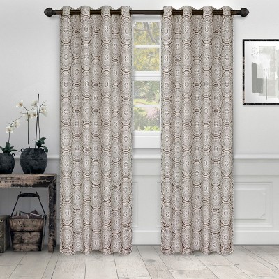 Floral Medallion Jacquard Grommet Curtain Panel Set by Blue Nile Mills