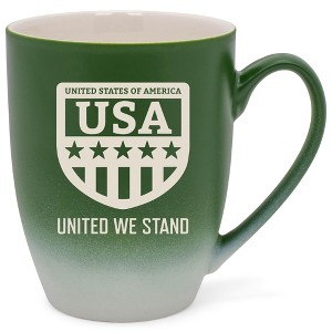 100 North United States of America 10 Ounce Green and White Two Toned Ombre, Comfortably Fits Your Hands, Ceramic Tea Coffee Cup Mug, USA United We - 1 of 1