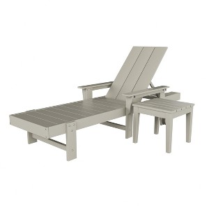 WestinTrends Ashore Modern Reclining Chaise Lounge with Side Table 2-Piece Set - 1 of 4