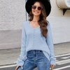 Womens Long Sleeve Sweater V Neck A Line Loose Fit Lightweight Sweater Crochet Knit Pullover Sweaters Off Shoulder Sweater Fall Fashion Outfits - 4 of 4