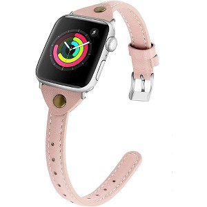 Worryfree Gadgets Leather Slim Bands for Apple Watch 38mm 40mm 41mm iWatch Series 8 7 6 SE 5 4 3 2 1- Assorted Colors - 1 of 4
