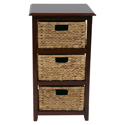 Seabrook ThreeTier Storage Unit with Espresso and Natural Baskets - OSP Home Furnishings