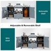 NicBex Outdoor Kitchen Island with Steel Top & Rack,Solid Wood Grill Cart for Big Green Egg Grills,Storage Cabinet Dining Table - 4 of 4