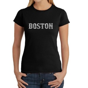 LA Pop Art Women's Word Art T-Shirt - BOSTON NEIGHBORHOODS - 1 of 4