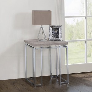 19" Square End Table with Top and Chrome Metal Sled Base for Contemporary Living Room - 1 of 4
