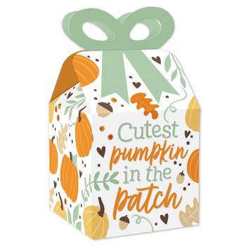 Big Dot of Happiness Little Pumpkin - Square Favor Gift Boxes - Fall Birthday Party or Baby Shower Bow Boxes - Set of 12