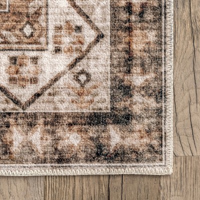 Jessamine Beige Geometric Washable Synthetic Area Rug