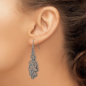 Chisel Stainless Steel Antiqued and Polished Crystal Dangle Earrings Shepherd Hook - 1 of 4