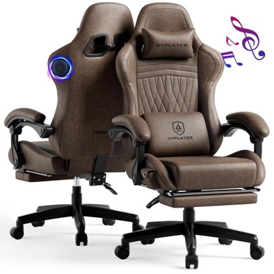 GTPLAYER ACE-Pro Gaming Chair with Footrest, Dual Bluetooth 5.1 Speakers PVC Leather Recliner