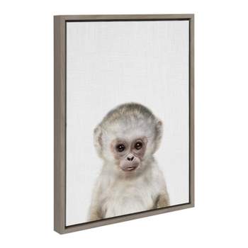 18" x 24" Sylvie Monkey Color Framed Canvas by Simon Te of Tai Prints Gray - Kate & Laurel All Things Decor