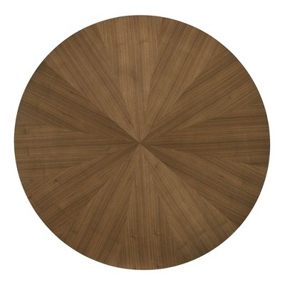 Walnut Round Mid-Century Modern Dining Table with Tapered Legs