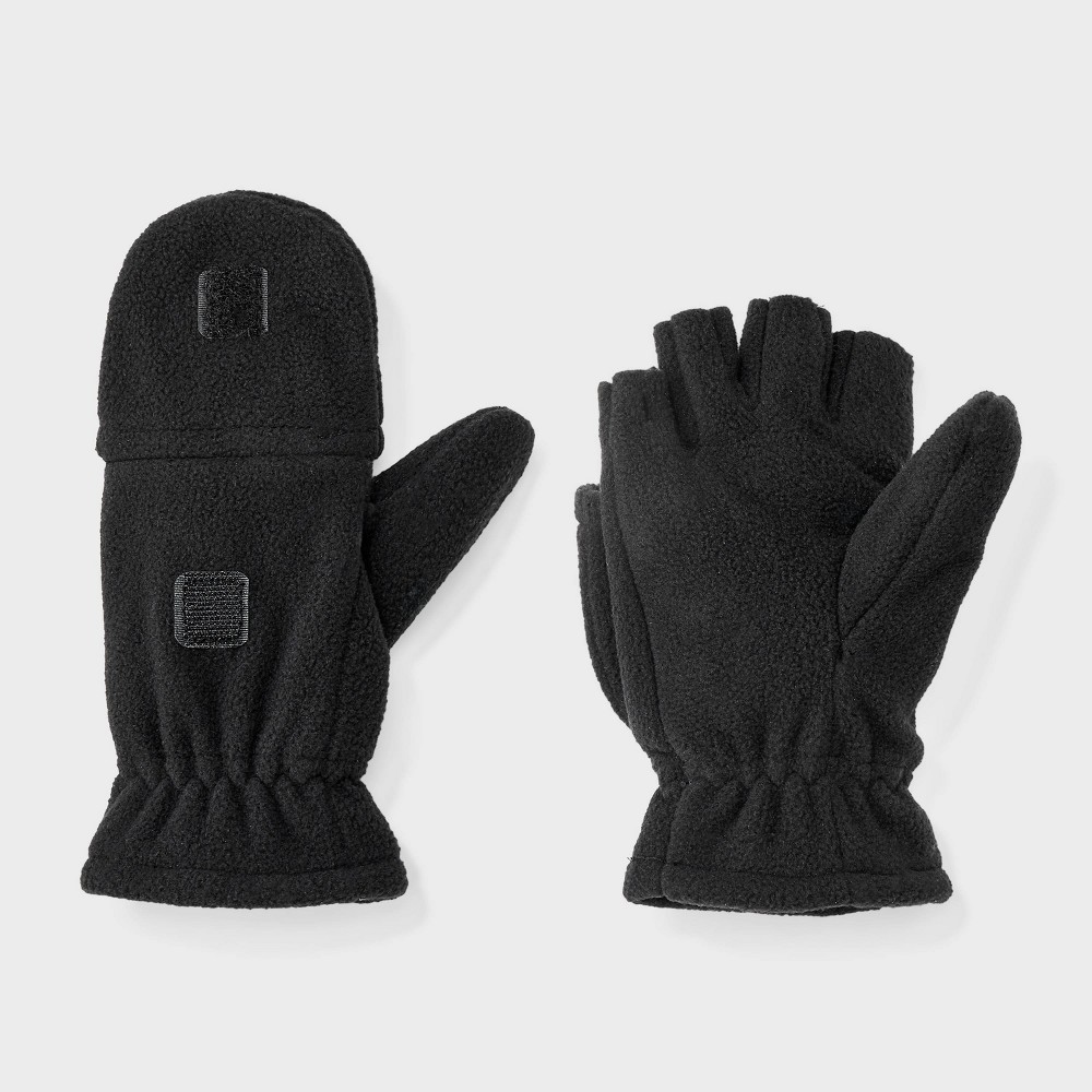 Kids' Fleece Flip Top Mittens - Cat & Jack™ Black 4-7