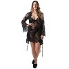 Memoi Women's Bell Sleeve Lace Robe with Eyelash Scalloped Hem - 2 of 4
