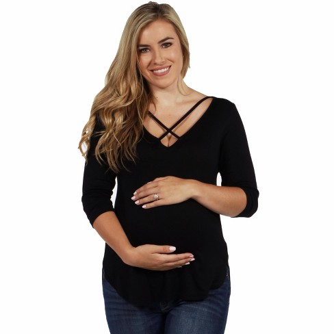 Womens Maternity Criss Cross Tunic Top-m0322058-turq : Target