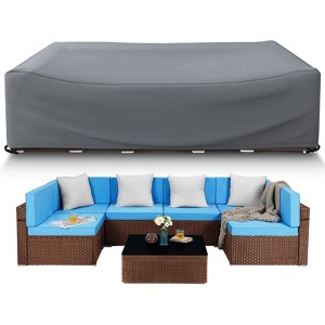 Akefit  Outdoor Furniture Cover Waterproof Windproof Gray Patio Sofa Cover with Mesh Window and Handles - 1 of 4