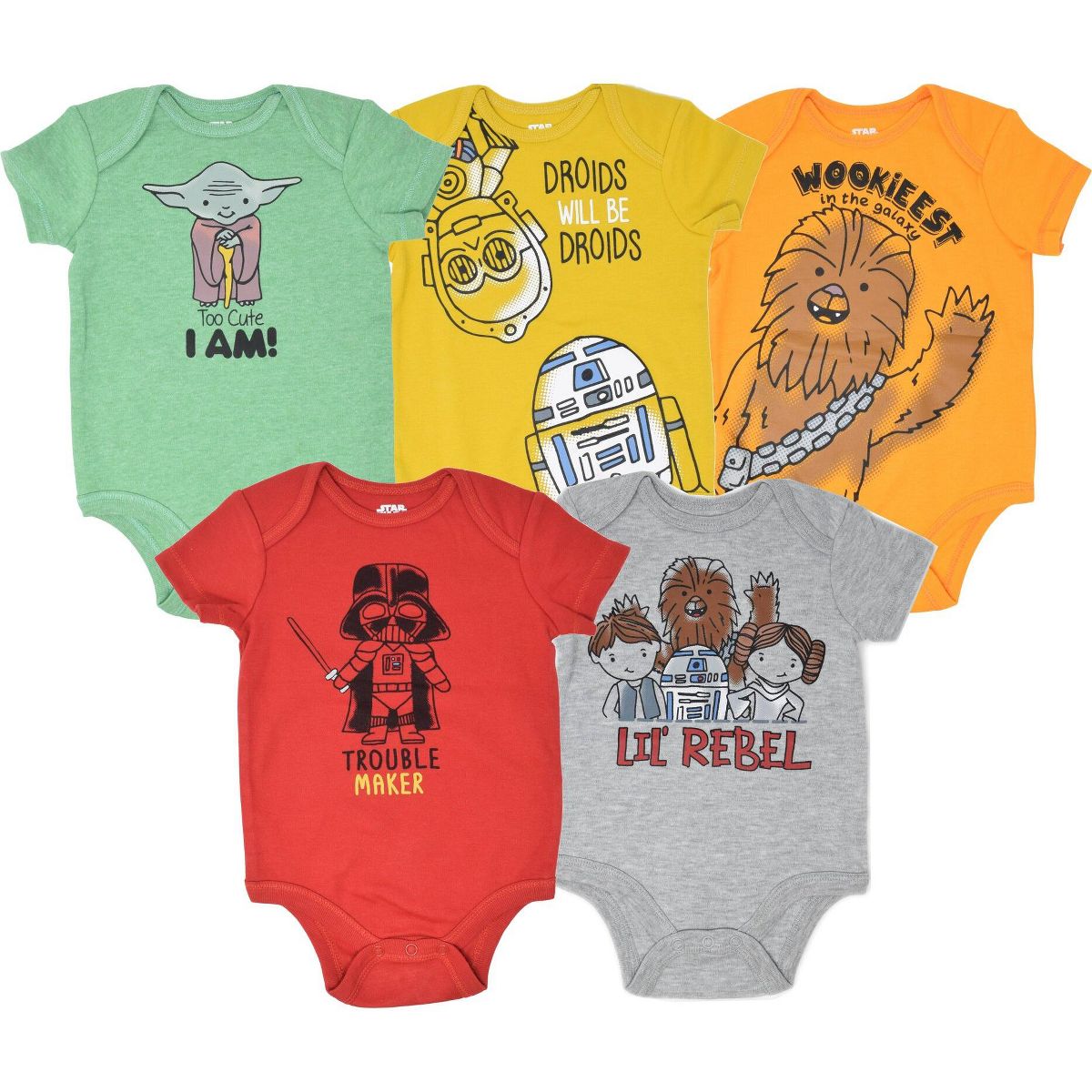 Star Wars Baby 5-Pack Short Sleeve Bodysuits Newborn to Infant - thumbnail 9