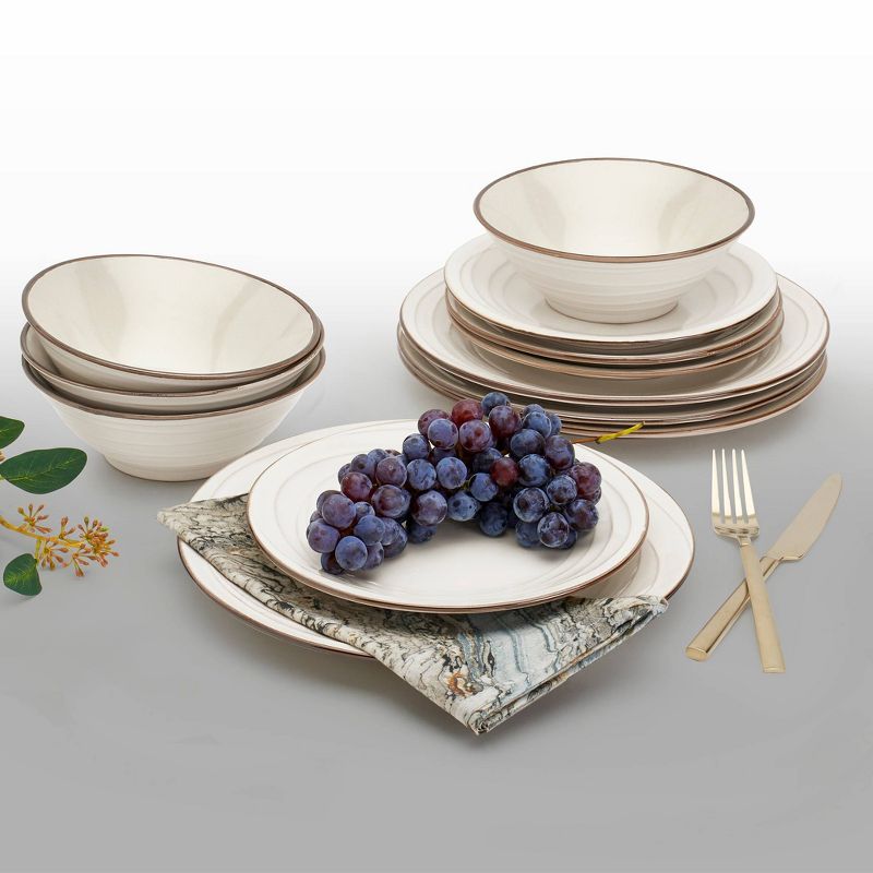 12pc Stoneware Olivia Dinnerware Set White - Tabletops Gallery, 5 of 10