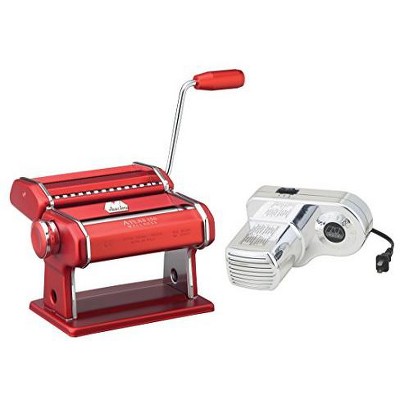 Atlas Electric Pasta Machine with Motor Set in Red