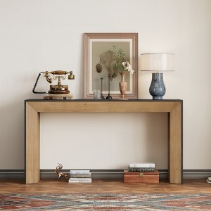 KIGFTSOD Elegant Console Table - Fireplace Design, High-Quality Wood Veneer Top, Simple & Functional for Hallway, Living Room & Entryway - 1 of 4