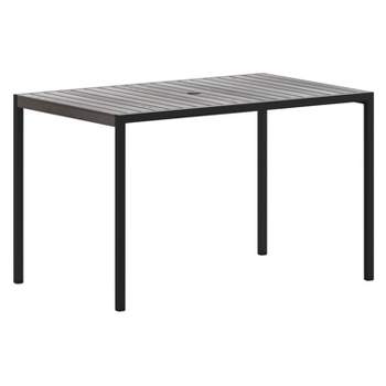 Emma and Oliver All-Weather Faux Teak Patio Dining Table with Steel Frame - Seats 4
