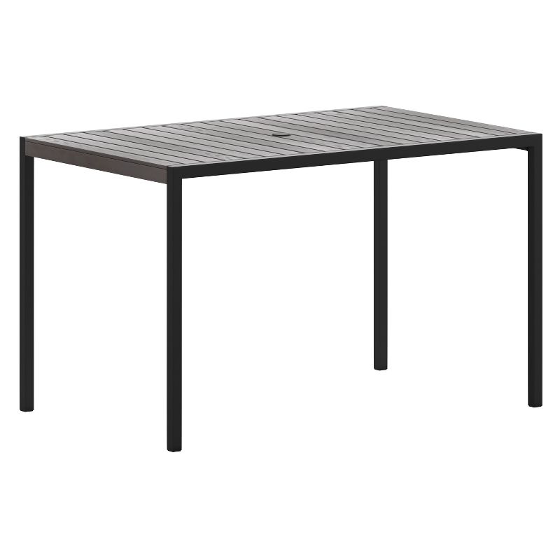 Emma and Oliver All-Weather Faux Teak Patio Dining Table with Steel Frame - Seats 4, 1 of 9