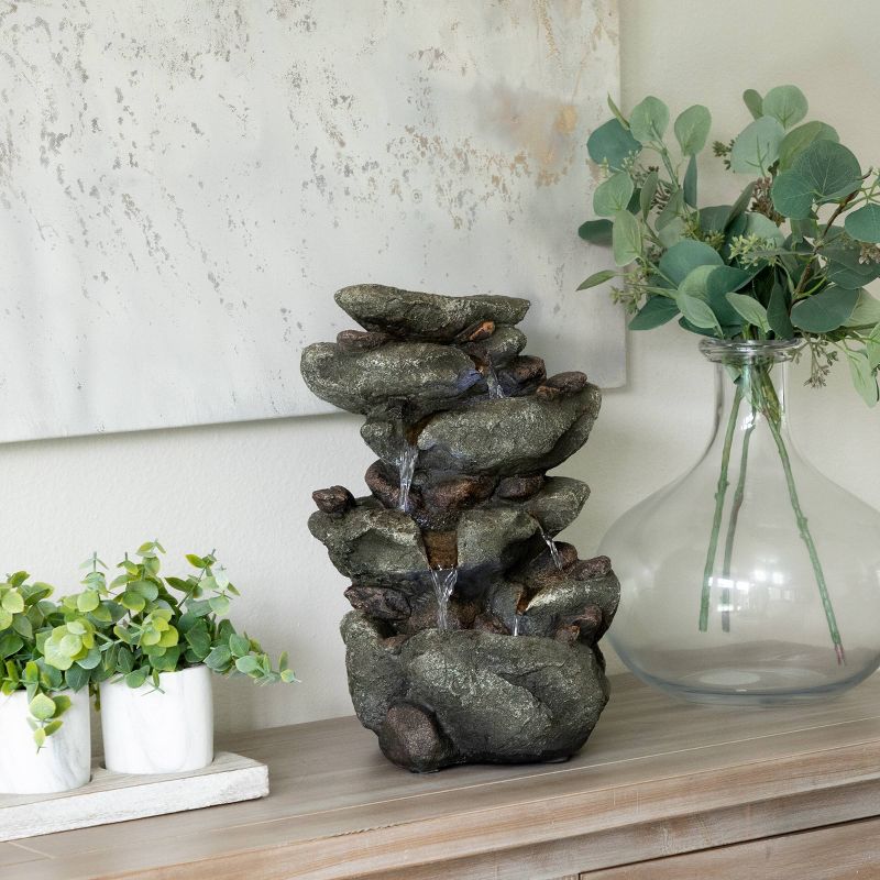 Rainforest Rock Resin Fountain With LED Light - Alpine Corporation, 3 of 8