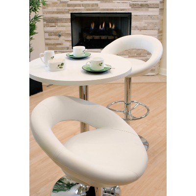 Contemporary Scandinavian Adjustable Round Wood & Chrome Bar Table