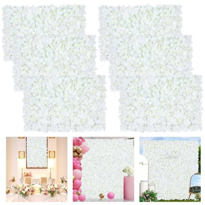 Wikineon Flower Wall Backdrop Silk Panel- Flower Wall Panel 12 Pcs White Flower Wall Backdrop Wedding 4ftx8ft Floral Background