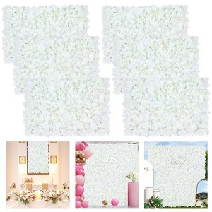 Wikineon Flower Wall Backdrop Silk Panel- Flower Wall Panel 12 Pcs White Flower Wall Backdrop Wedding 4ftx8ft Floral Background - 1 of 4