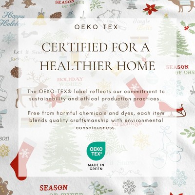 Twin Gray Holiday Print Cotton Flannel Sheet Set