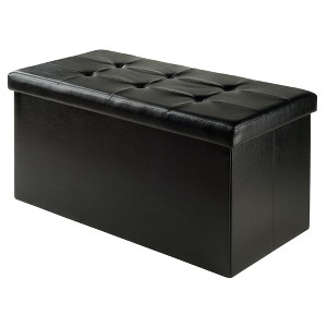 29.92" Ashford Ottoman with Accent Stools Faux Leather Black - Winsome - 1 of 4