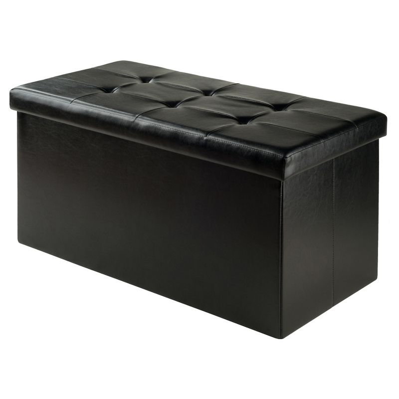 29.92&#34; Ashford Ottoman with Accent Stools Faux Leather Black - Winsome, 1 of 7
