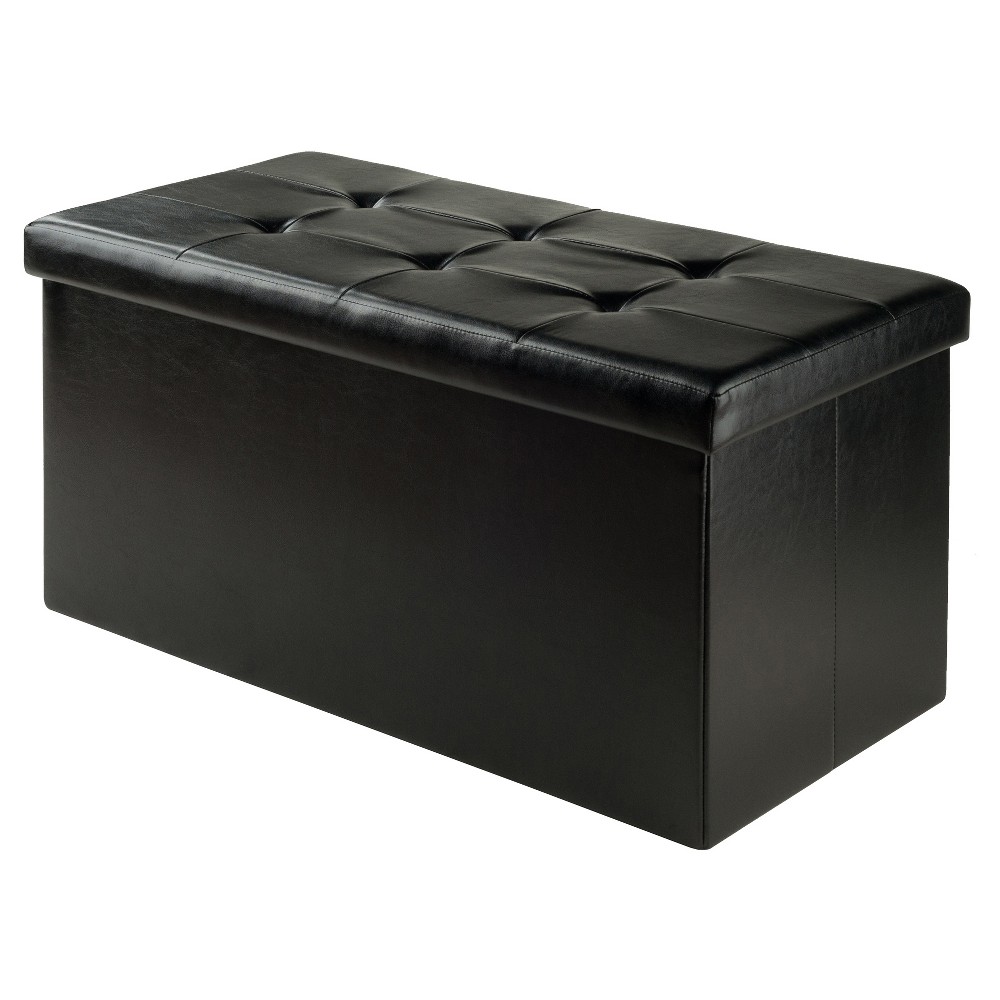 Photos - Pouffe / Bench 29.92" Ashford Ottoman with Accent Stools Faux Leather Black - Winsome