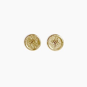 sanctuaire Round Rosette Medallion Stud Earrings 14K Solid Gold - 1 of 2