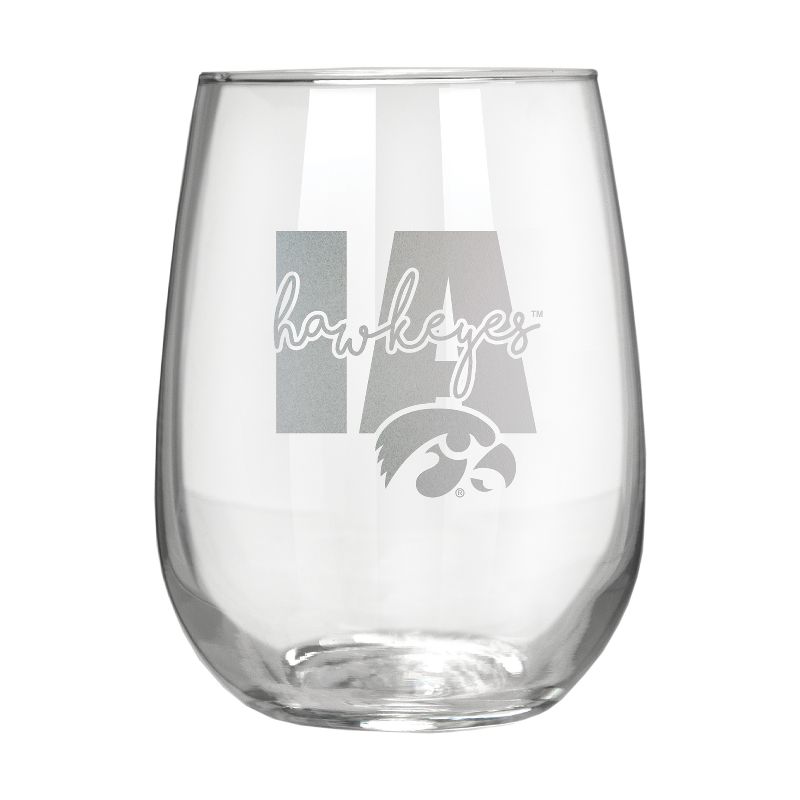 NCAA Iowa Hawkeyes The Vino Stemless 17oz Wine Glass - Clear, 1 of 2