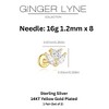 Flower CZ Flat Back Earrings for Cartilage Helix Tragus Lobe 16g Gold Plated Sterling Silver 1 pair by Ginger Lyne - 3 of 4