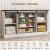 Farmhouse 4 Drawer Dresser, 59" Wood Dressers with Sliding Barn Doors, TV Stand with Drawers & Bar Handles, Chests of Drawers for Living Room, Bedroom - 3 of 4