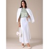 INSPIRE CHIC Women's Satin Sleeveless Elegant Pleated Mock Neck Ruffle Trim Work Blouses - 3 of 4