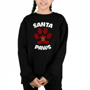 LA Pop Art Santa Paws - Girl's Word Art Crewneck Sweatshirt - 1 of 4